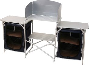 Deluxe camp kitchen complete with folding larders