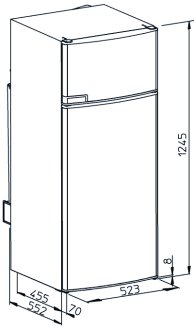 RMD8551 - RMD8555 fridge dimensions
