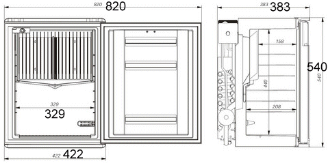 Built in Dometic mini fridge dimensions for the DS300 minibar silencio minicool