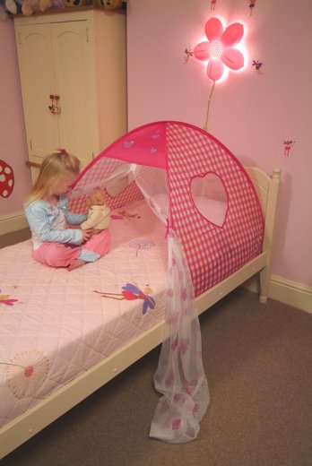 Girls Pink Little Hearts pop up Bed Tent toy 