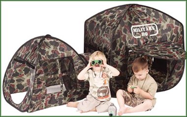 Kids Millitary HQ camouflage childrens pop up fun den tent