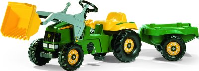 John Deere small tractor with rolly trailer and digger childrens ride on toy