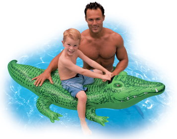 Inflatable pool toy alligator ride on
