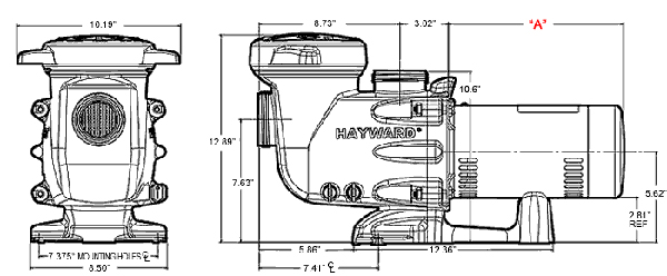 Hayward Max-Flow II pump swimming pool pump dimensions