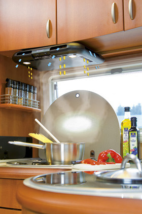 The Dometic CK2000 Cooker Hood Extractor positioned in a motorhome