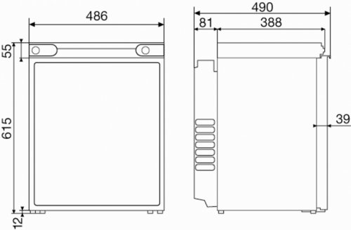 Dometic RF60 60 litre 3 way fridge dimensions