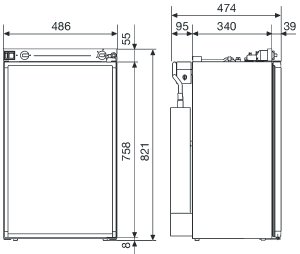 Dimensions of the RM 4281 LM manufactured by dometic