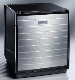 Black bodied dometic minicool silencio ds600 with aluminium fridge door