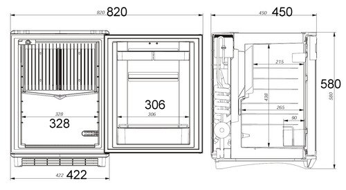 Dometic ds400 fridge dimensions freestanding minicool silencio model