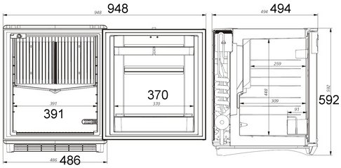 DS600 freestanding dometic minibar minicool silencio fridge