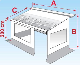 Dimensions for the Fiamma Caravanstore privacy room light