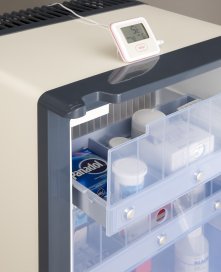 Dometic medical drug vaccine fridge with a digital thermometer