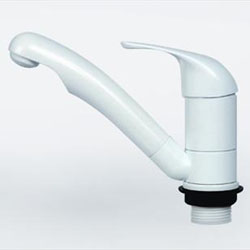 Reich kama mixer tap in white to be used in motorhomes