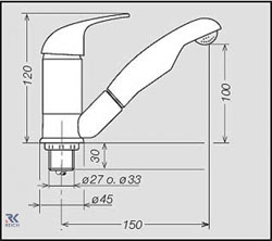 Dimensions of the Reich Kama mixer tap