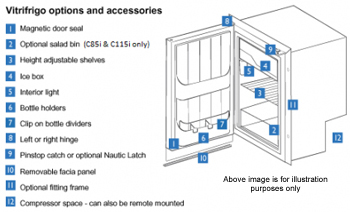 Vitrifrigo C51i fridge options and accessories