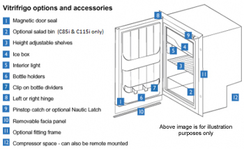 Vitrifrigo C60i fridge options and accessories
