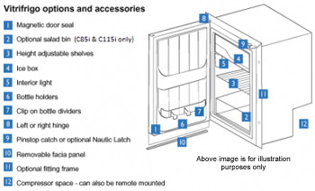 Vitrifrigo C85i fridge options and accessories