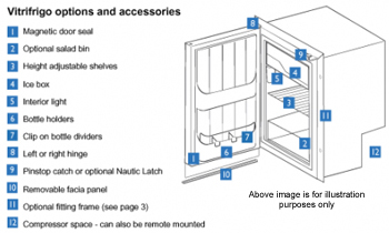 Vitrifrigo C95l compressor fridge options and accessories