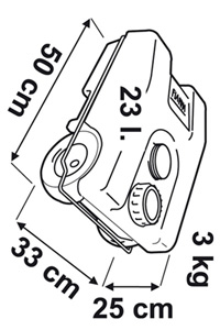 Roll tank 23 W dimensions