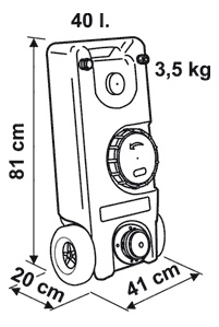 Fiamma Roll Tank 40 W dimensions