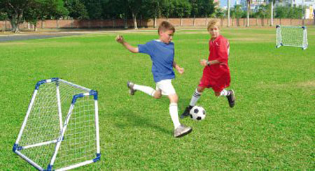 two mini goals perfect for kids football soccer practice