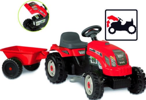Smoby red tractor and trailer