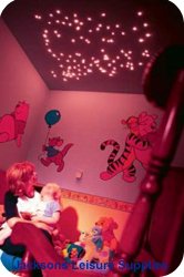 Fibre optic star ceiling kit in a childs bedroom