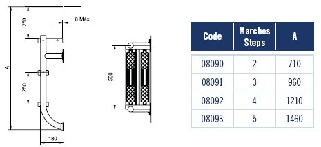 Split/Underwater Swimming Pool Ladders - Flanged Top Diagram